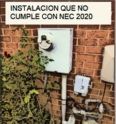 Instalacion de desconexion electrica exterior que no cumple con NEC - NFPA70 2020